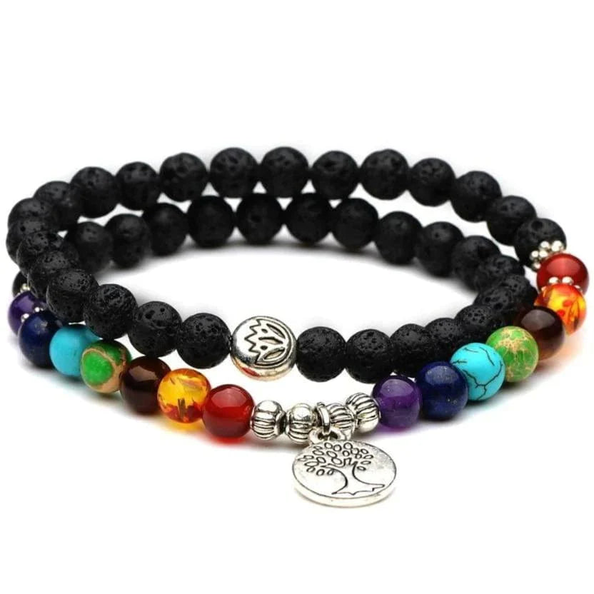 Chakra and Lava Stone Bracelet