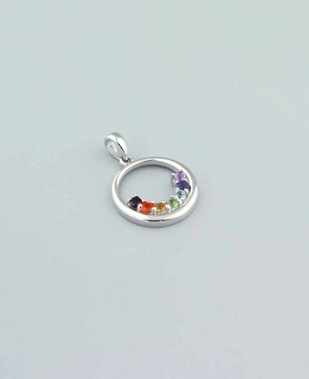 Chakra Gemstone Sterling Silver Small Ring Pendant