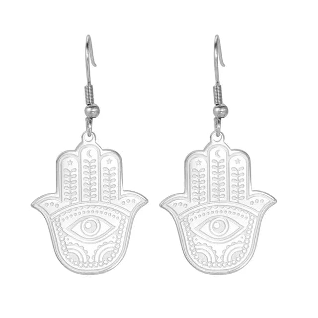 Fatima Hamsa Hand Drop Earrings
