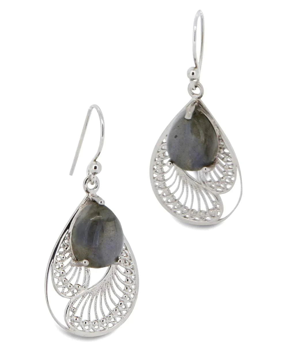 Gemstone Silver Dangle Earrings