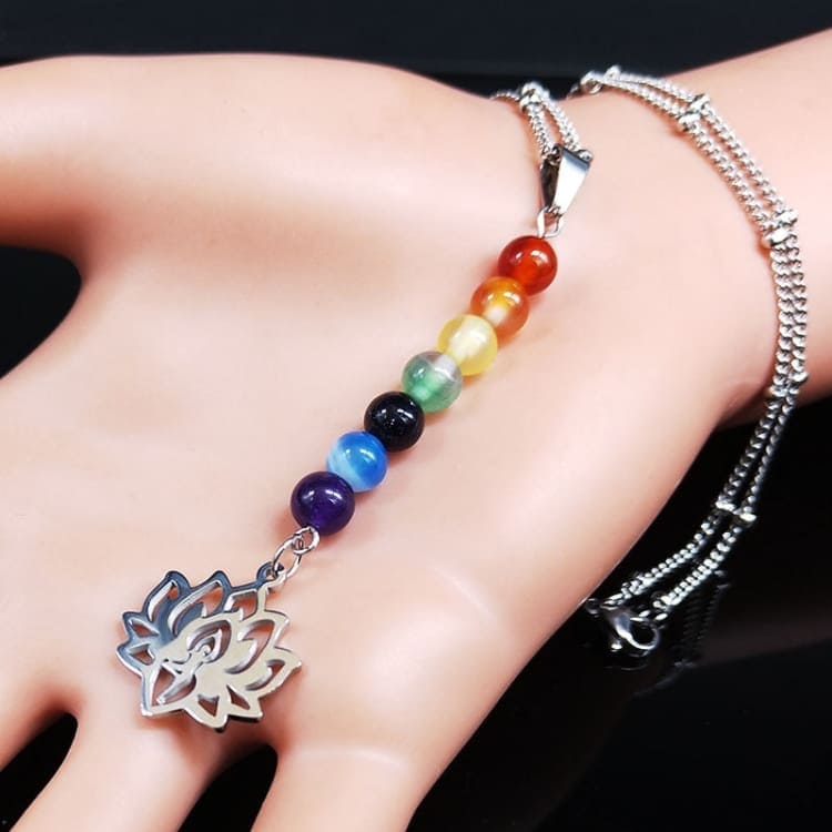 Lotus 7 Chakra Stones Necklace