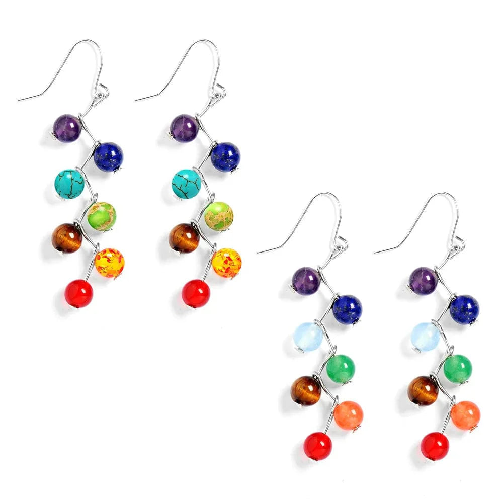 Natural Stone Chakra Beads Earrings