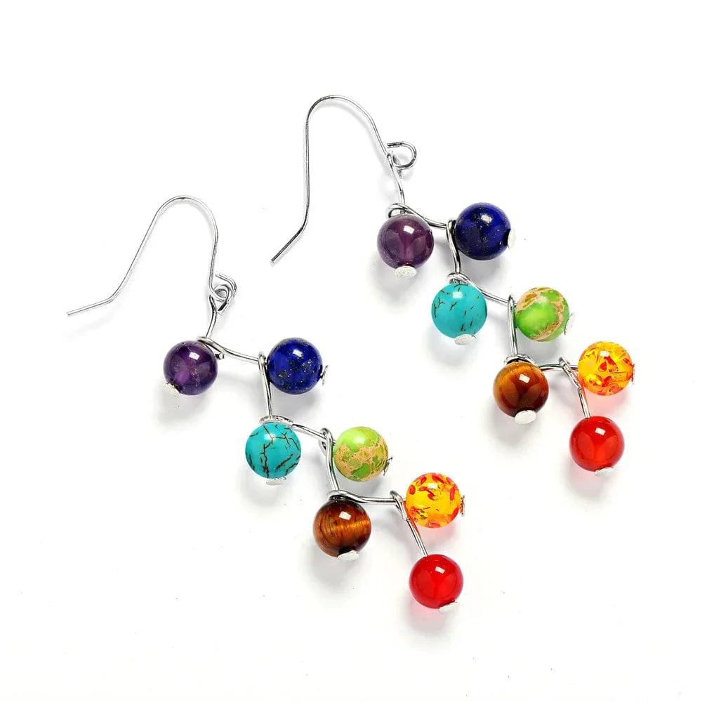 Natural Stone Chakra Beads Earrings