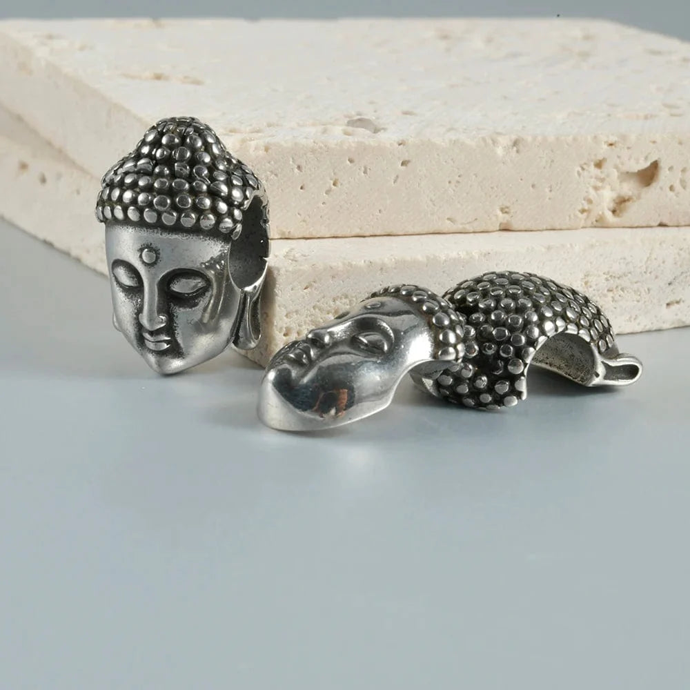 Vintage Buddha Head Silver Earrings