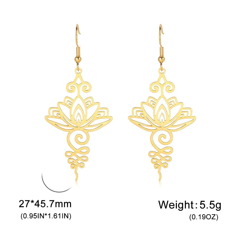 Yoga Lotus Flower Dangle Earrings