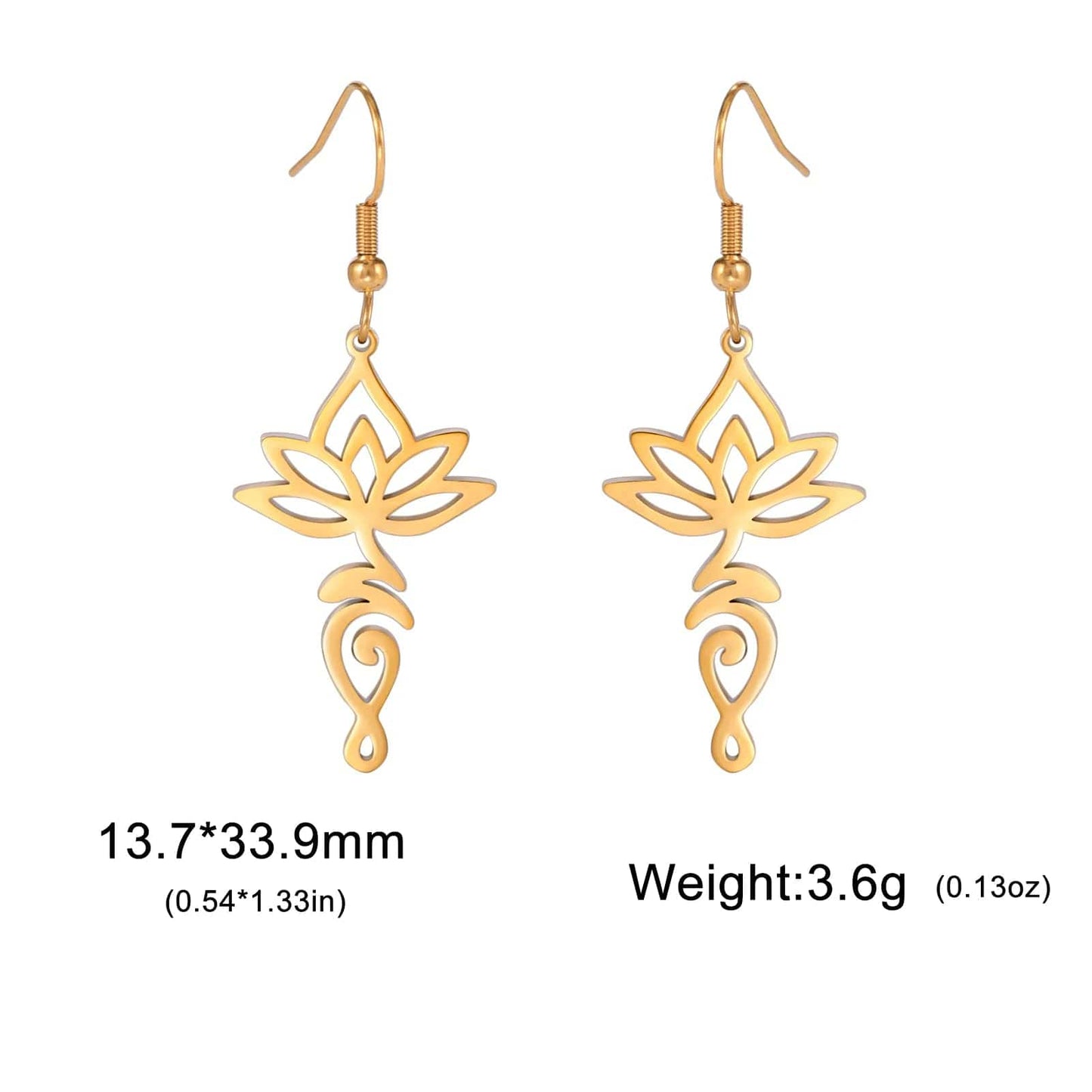 Yoga Lotus Flower Dangle Earrings