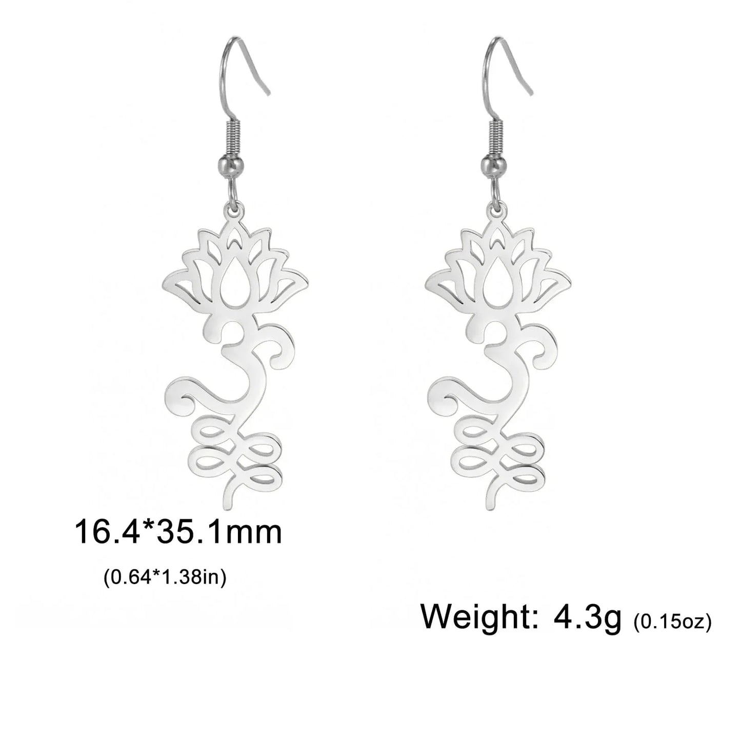 Yoga Lotus Flower Dangle Earrings
