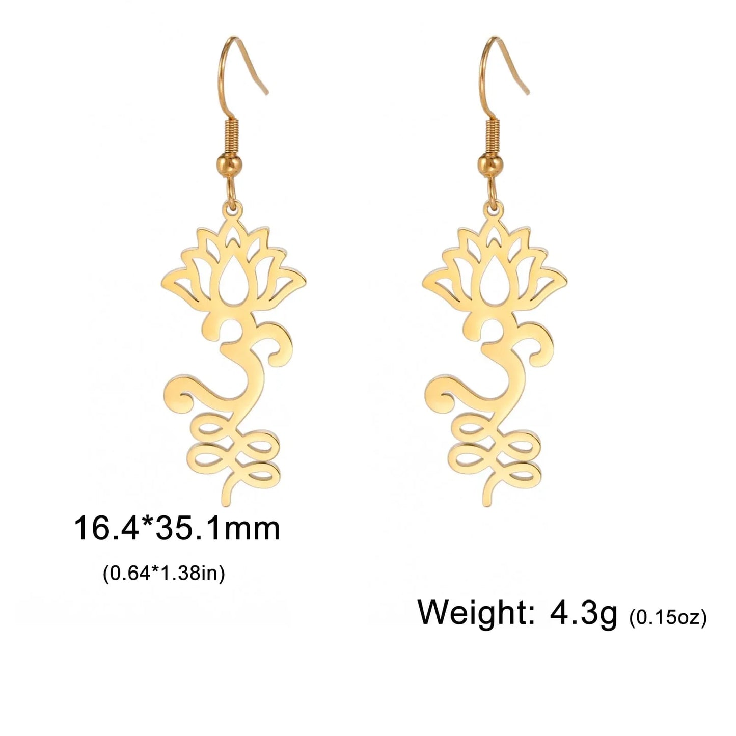 Yoga Lotus Flower Dangle Earrings