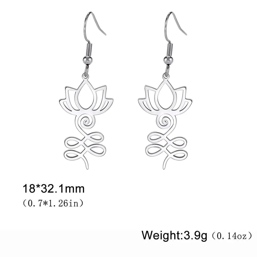 Yoga Lotus Flower Dangle Earrings