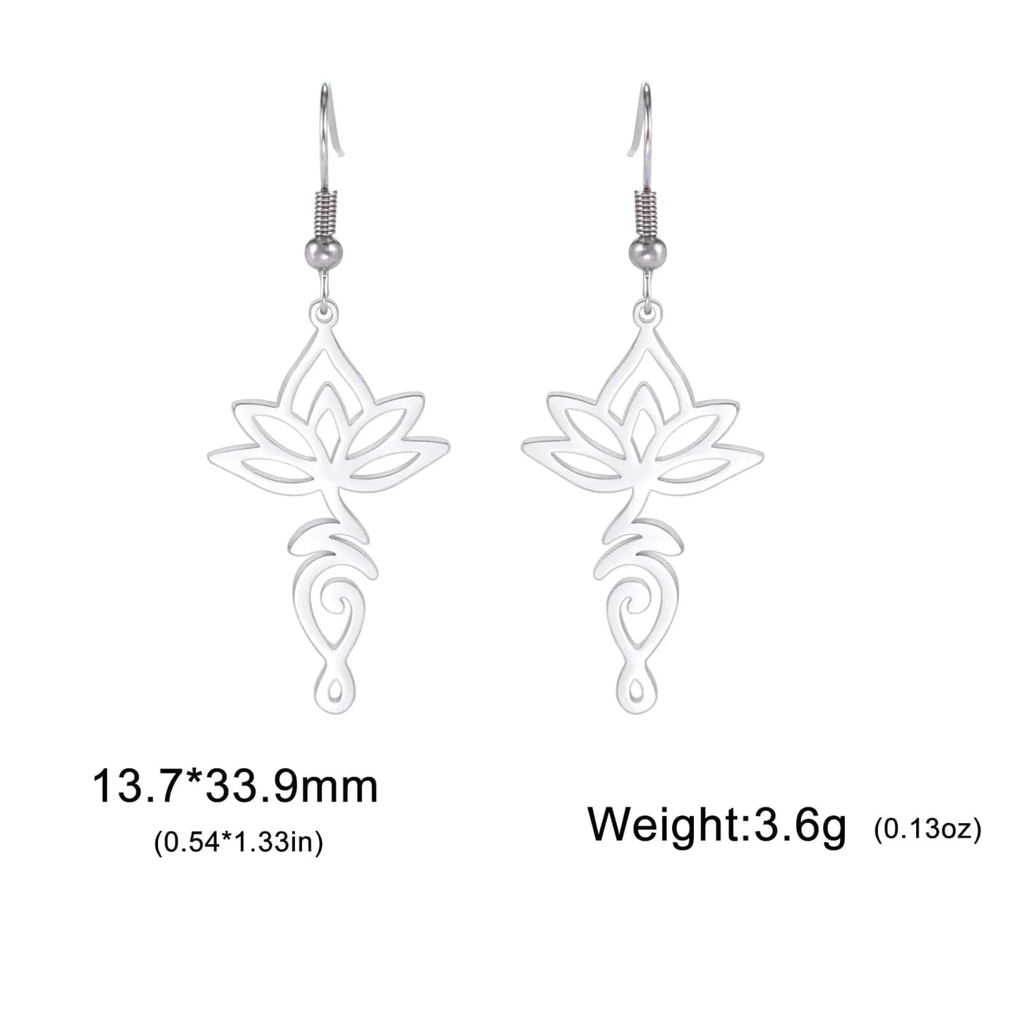 Yoga Lotus Flower Dangle Earrings