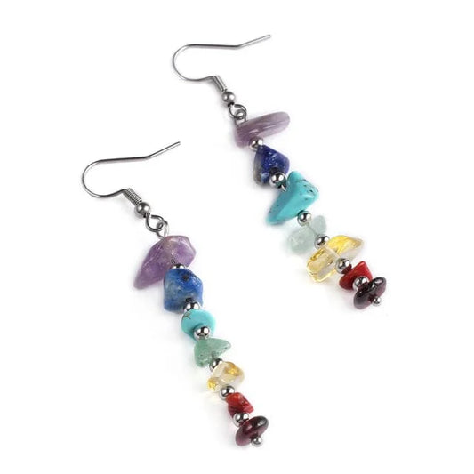 7 Chakra Natural Crystal Stone Earring