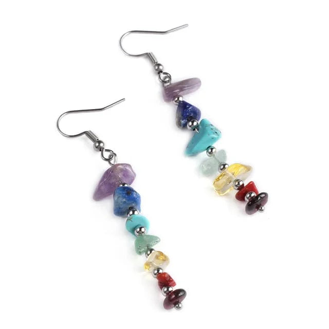 7 Chakra Natural Crystal Stone Earring