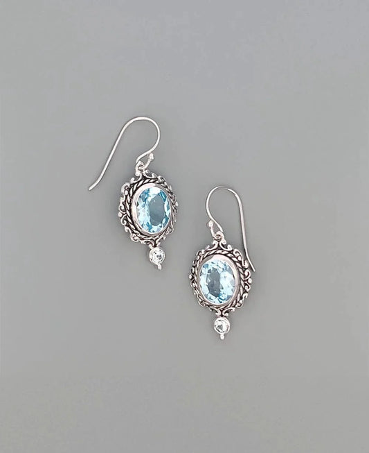 Blue Topaz Gemstone Earrings
