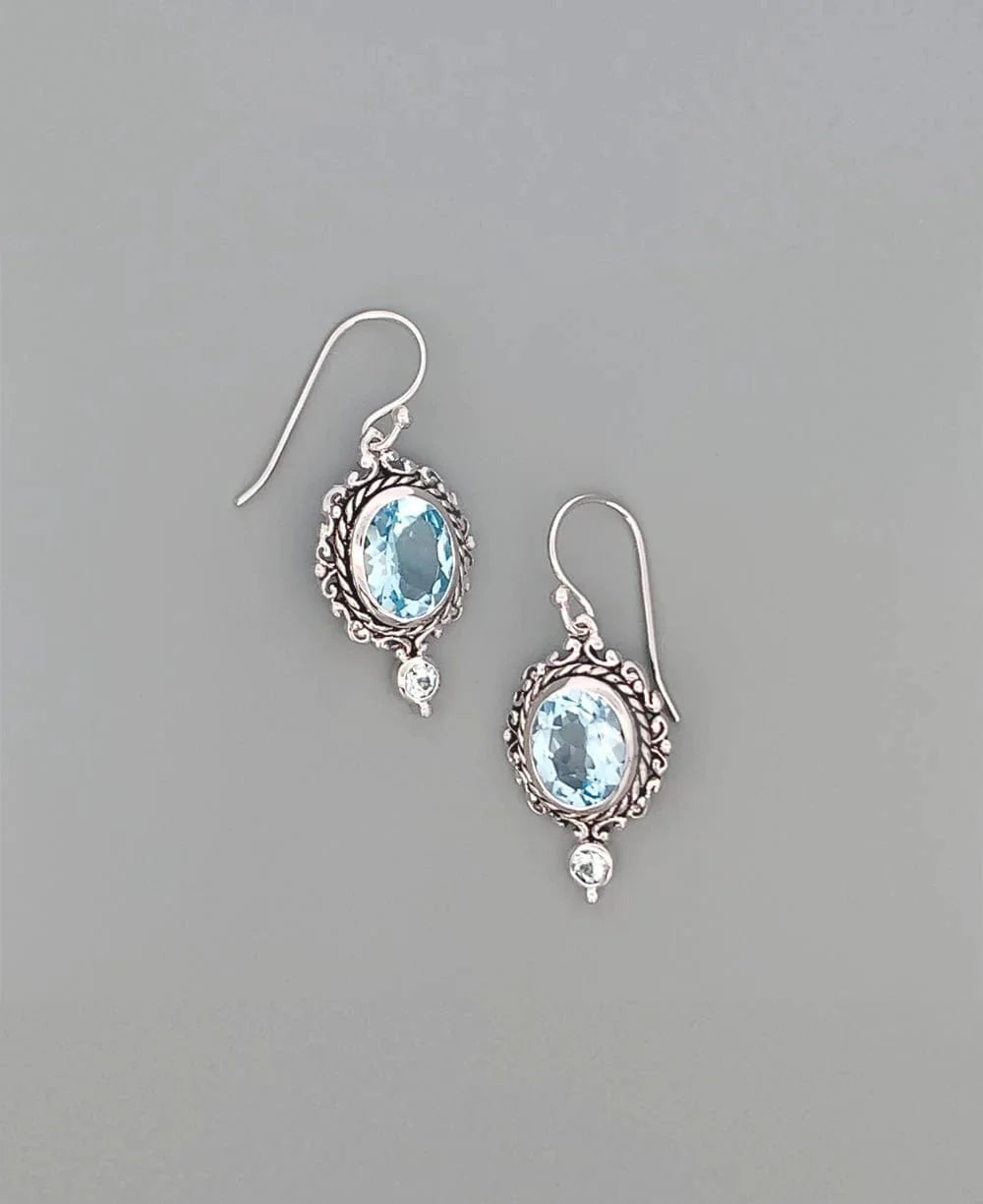 Blue Topaz Gemstone Earrings