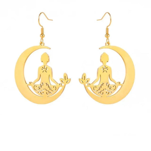 Buddha Meditation Moon Earrings