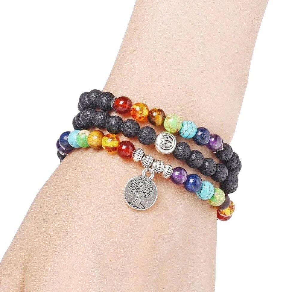 Chakra and Lava Stone Bracelet