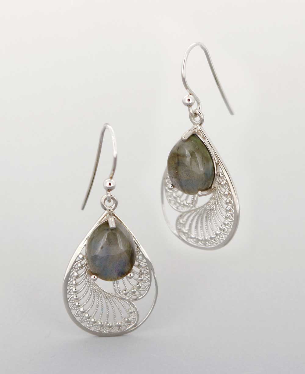 Gemstone Silver Dangle Earrings