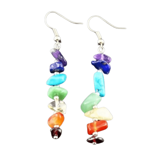 Natural Stone 7 Chakra Drop Earrings