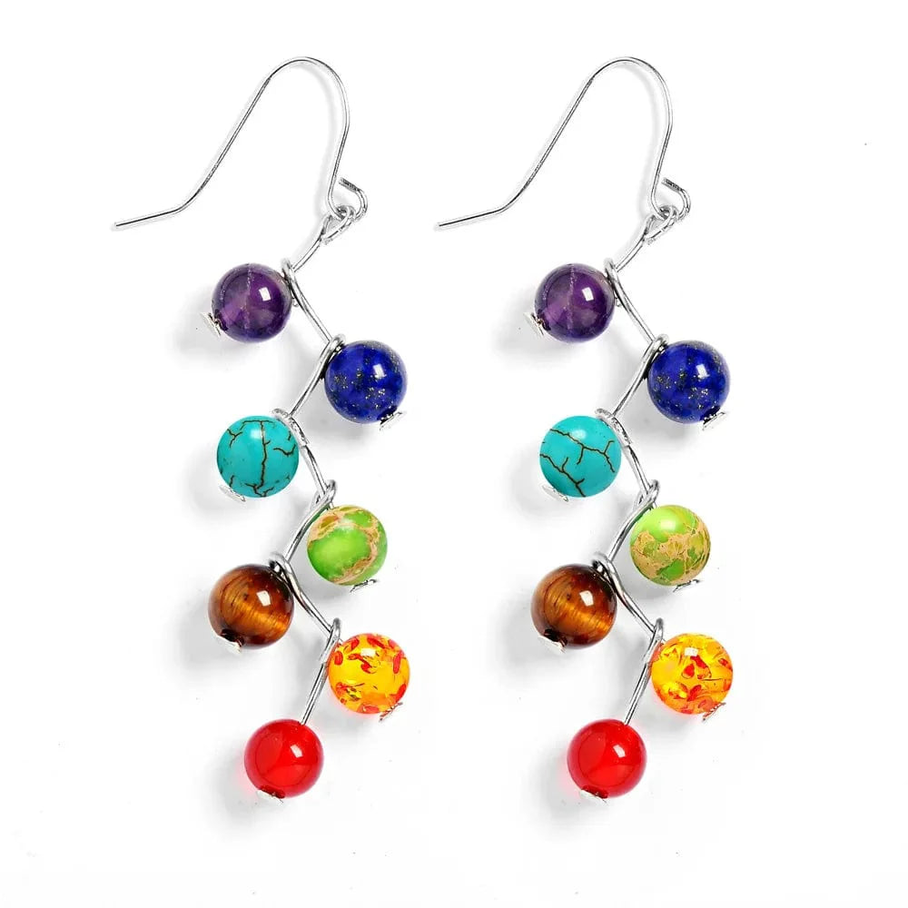 Natural Stone Chakra Beads Earrings