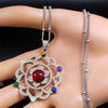 Sterling Silver Gemstone Chakra Lotus Necklace