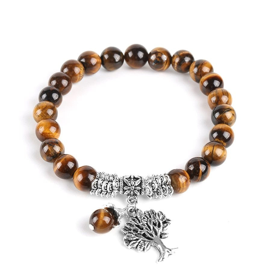 Tiger Eye Gem Beads Mala Bracelet