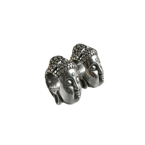 Vintage Buddha Head Silver Earrings