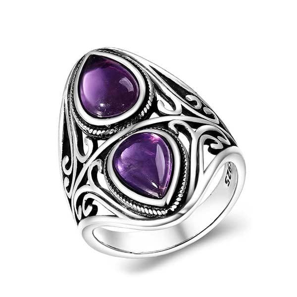 Woman Buddha Ring Amethyst Stone