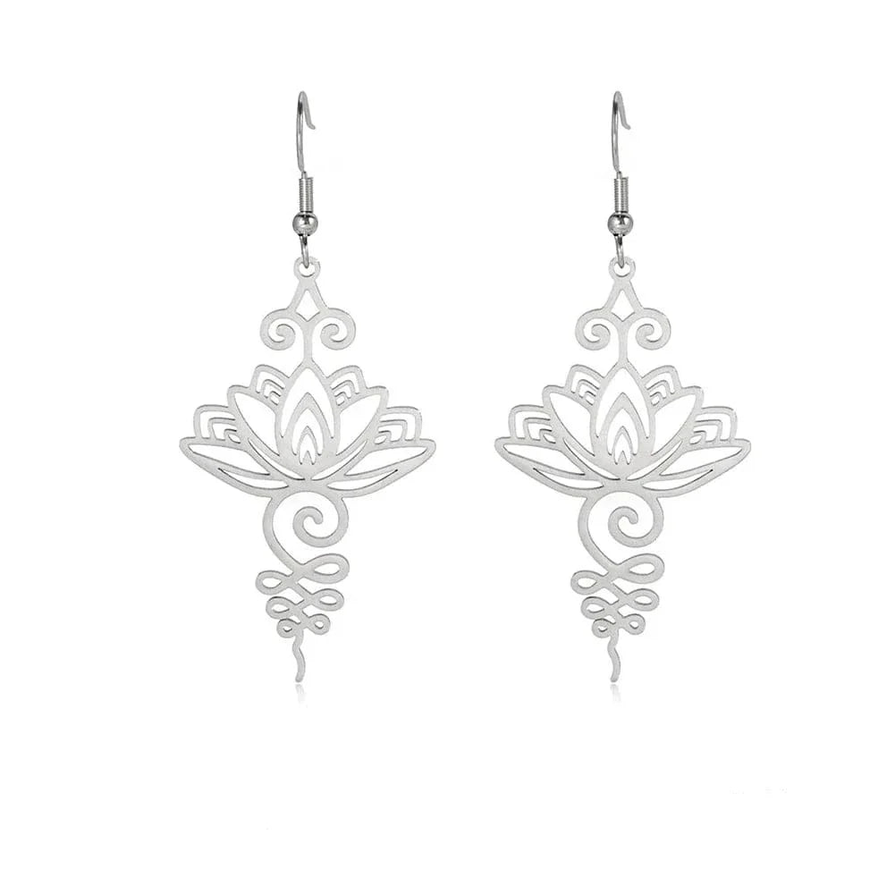 Yoga Lotus Flower Dangle Earrings